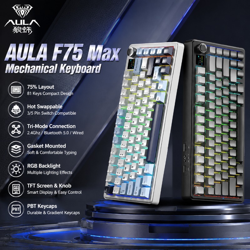 Pc Gaming Rgb - Teclado Mecânico AULA F75 Max, Layout