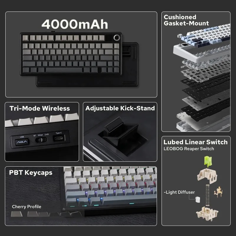 Teclado Mecânico AULA F75 Max, - Pc Gaming Rgb avaliação e preço