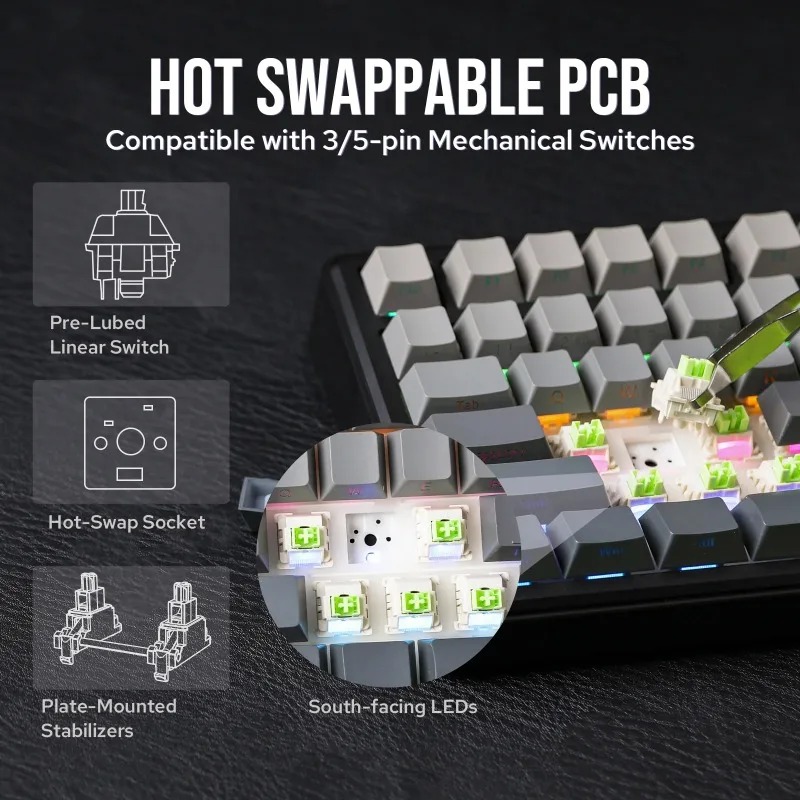 Teclado Mecânico AULA F75 Max, - Pc Gaming Rgb avaliação e preço